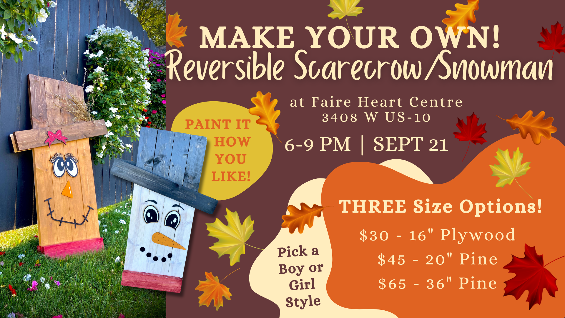 September 21st - DIY Reversible Scarecrow / Snowman Sign! – Faire Heart